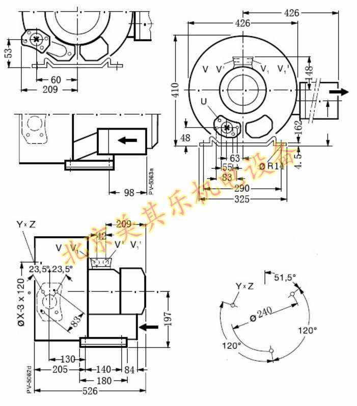 2GH720/3kw雙段高壓鼓風機cad圖